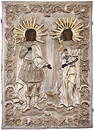 Schuler Auktionen AG - Erzengel Michael und Gabriel mit Silberoklad