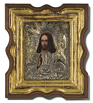 Schuler Auktionen AG - Christus Pantokrator mit Silberoklad in Kiyot