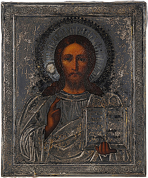 Schuler Auktionen AG - Christus Pantokrator mit Silberoklad