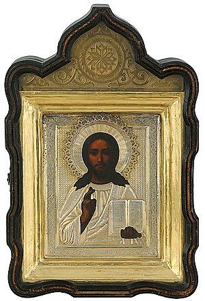 Schuler Auktionen AG - Christus Pantokrator mit Silberoklad in Kiyot