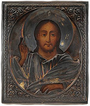Schuler Auktionen AG - Christus Pantokrator mit Silberoklad