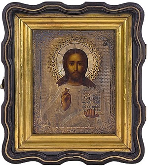 Schuler Auktionen AG - Christus Pantokrator mit Silberoklad in Kiyot