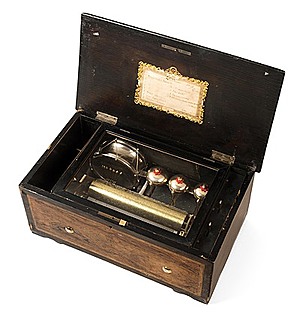 Schuler Auktionen AG - Zylindermusikdose mit Trommel und 3 Glocken