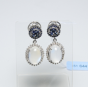 Schuler Auktionen AG - Mondstein-Brillant-Saphir-Ohrhänger