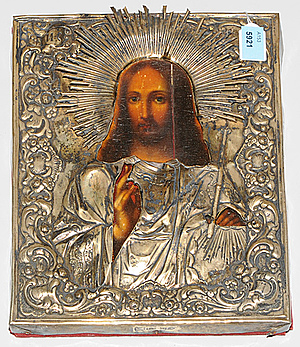 Schuler Auktionen AG - Christus Pantokrator mit Silberoklad
