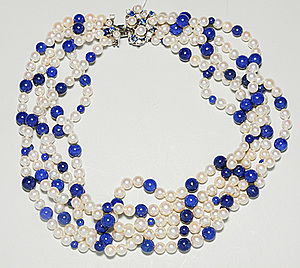Schuler Auktionen AG - Kulturperlen-Lapislazuli-Saphir-Brillant-Collier