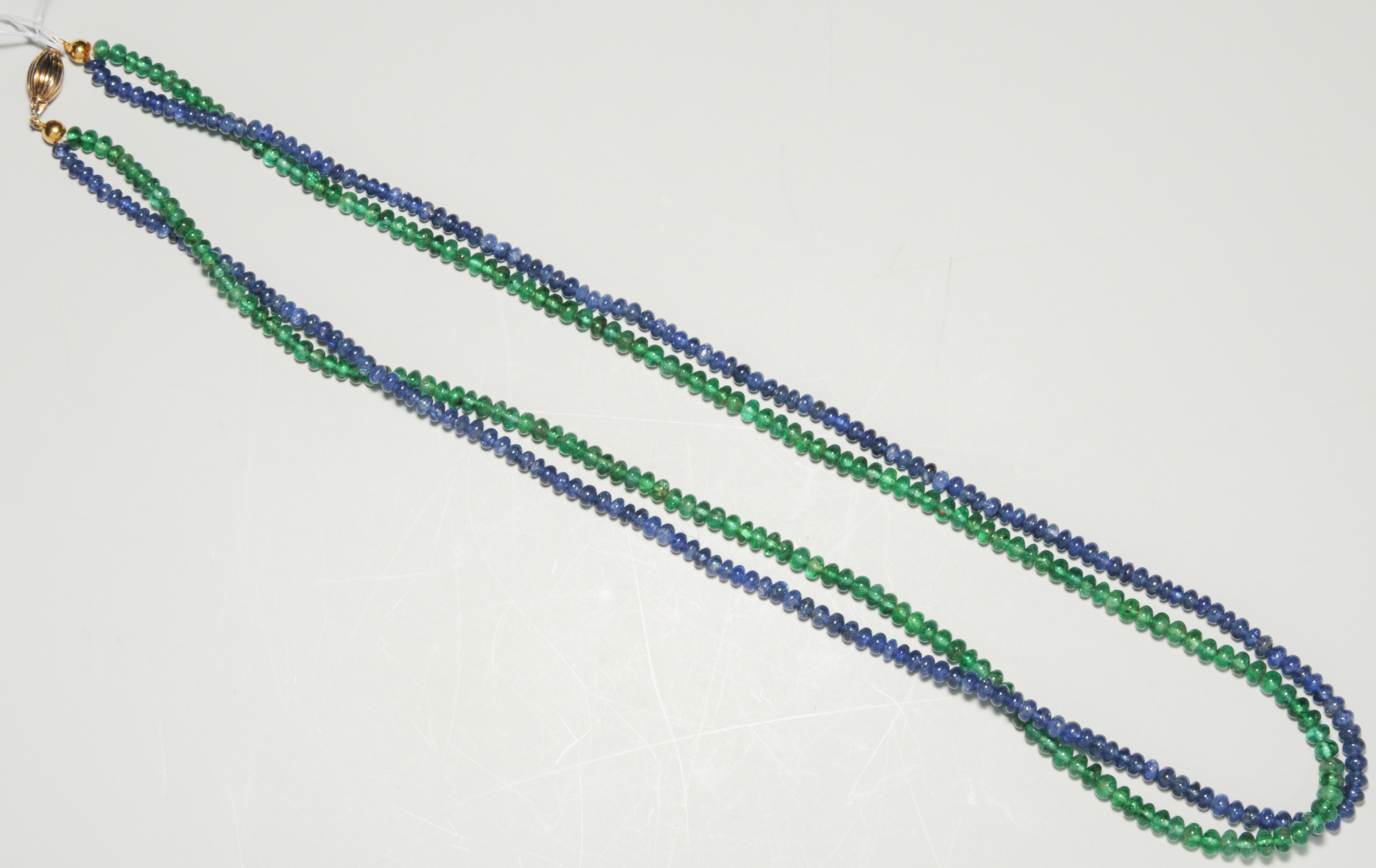 JaipurJewels Edelstein Kette - 1158 Karat Smaragd, Rubin & Saphir - Perlenstrang Mit Verbesserter Farbe