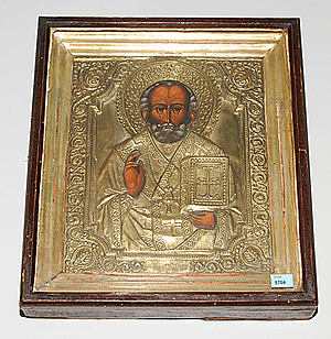 Schuler Auktionen AG - Hl. Nikolaus mit Oklad in Kiyot