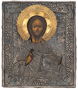 Schuler Auktionen AG - Christus Pantokrator mit Silberoklad