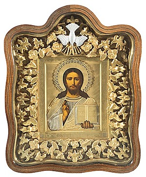 Schuler Auktionen AG - Christus Pantokrator mit Oklad in Kiyot