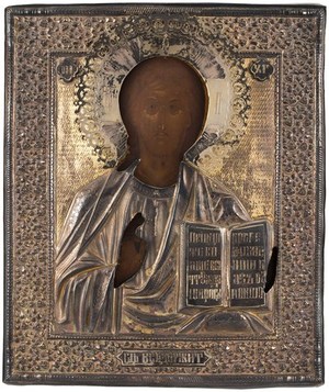 Schuler Auktionen AG - Christus Pantokrator mit Silberoklad