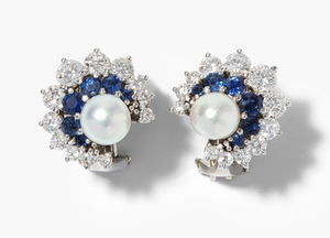 Schuler Auktionen AG - Perlen-Saphir-Brillant-Ohrclips