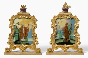 Schuler Auktionen AG - 1 Paar Altaraufsätze mit Hinterglasmalereien