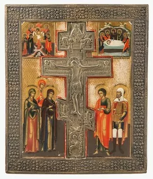 Schuler Auktionen AG - Staurothek-Ikone "Kreuzigung Christi" mit Basma