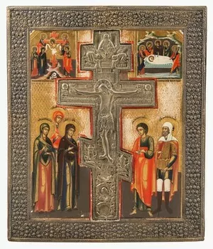 Schuler Auktionen AG - Staurothek-Ikone "Kreuzigung Christi" mit Basma