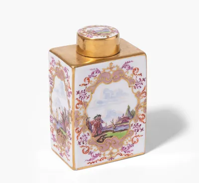 Schuler Auktionen AG - Meissen, Teedose mit Chinoiserie-Kartuschen