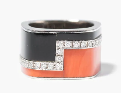Schuler Auktionen AG - Binder Brillant-Korallen-Onyx-Ring