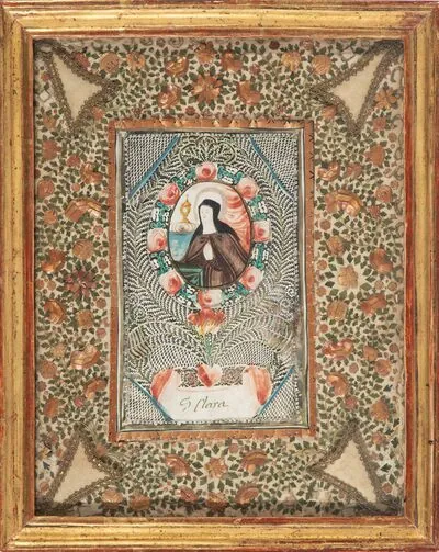 Schuler Auktionen AG - Spitzenbild mit Klosterarbeit "Hl. Klara"