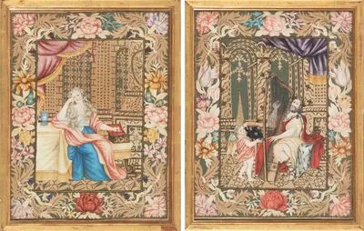 Schuler Auktionen AG - 1 Paar Spitzenbilder "Hl. Maria Magdalena" und "König David"