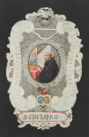 Schuler Auktionen AG - Spitzenbild "Hl. Fintan von Rheinau" mit Abtwappen