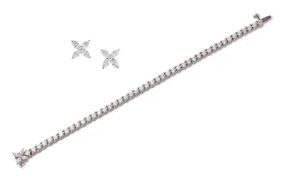 Schuler Auktionen AG - Tiffany Diamant-Bracelet und Ohrstecker