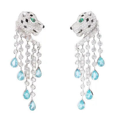 Schuler Auktionen AG - Edelstein-Email-Panther-Ohrhänger