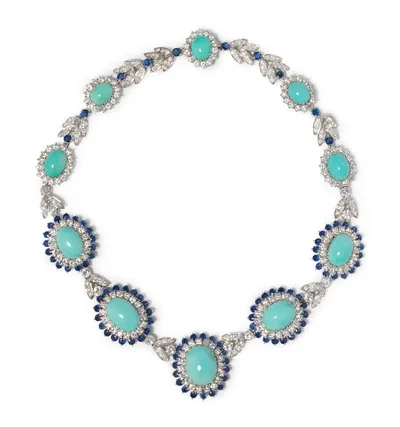 Schuler Auktionen AG - Hervorragende Türkis-Saphir-Brillant-Demi-Parure