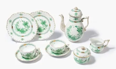 Schuler Auktionen AG - Herend, Kaffeeservice "Fleurs des Indes in Grün"