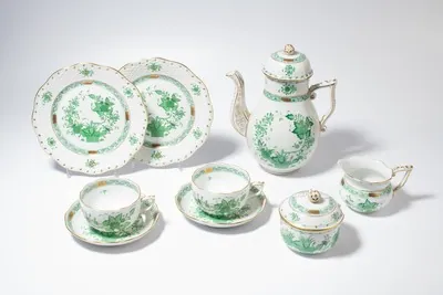 Schuler Auktionen AG - Herend, Kaffeeservice "Fleurs des Indes in Grün"