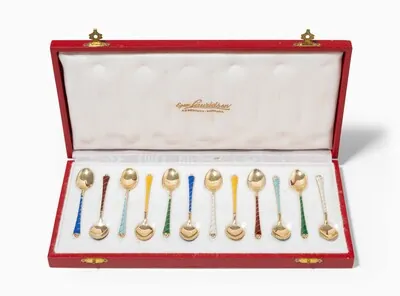 Schuler Auktionen AG - Set: 12 Mokkalöffel, Dänemark 20.Jh.