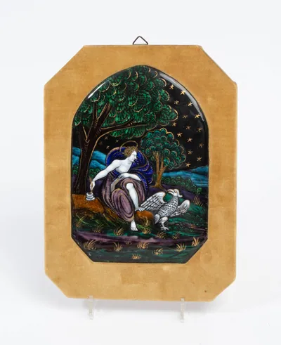 Schuler Auktionen AG - Email-Plakette "Hl. Johannes auf Patmos"