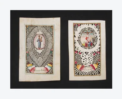 Schuler Auktionen AG - 2 Spitzenbilder "Maria Einsiedeln"/"Kreuzigung Christi"