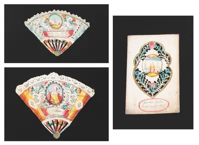 Schuler Auktionen AG - 3 Spitzenbilder "Flammende Herzen"/"Hl. Barbara"