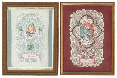 Schuler Auktionen AG - 2 Spitzenbilder "Hl. Johannes von Nepomuk"/"Hl. Rosalia"