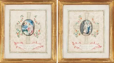 Schuler Auktionen AG - 1 Paar Spitzenbilder "Christus am Ölberg" und "Geisselung Christi"