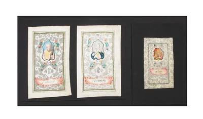 Schuler Auktionen AG - 3 Spitzenbilder "Hl. Anna"/"Hl. Elisabeth"/"Hl. Andreas"