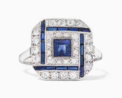 Schuler Auktionen AG - Art Déco Saphir-Diamant-Ring