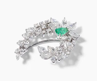Schuler Auktionen AG - Smaragd-Diamant-Brosche