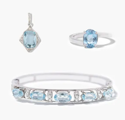 Schuler Auktionen AG - Dreiteiliges Lot mit Aquamarin