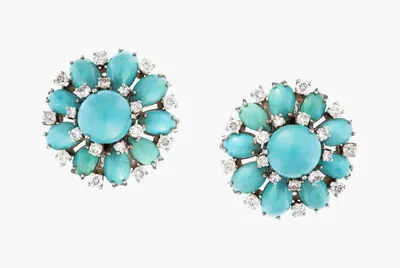 Schuler Auktionen AG - Türkis-Diamant-Ohrclips