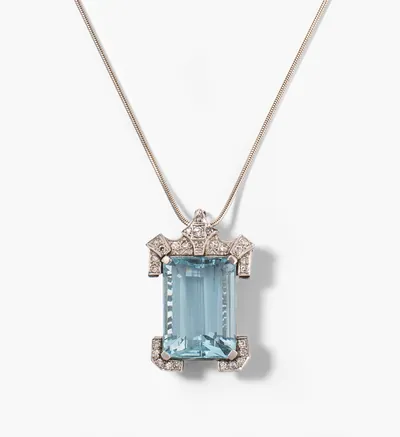 Schuler Auktionen AG - Art Déco Aquamarin-Diamant-Anhänger mit Kette