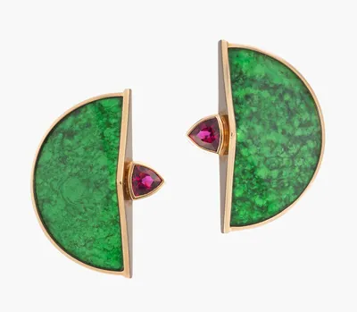 Schuler Auktionen AG - Jade-Albit-Rubellit-Ohrclips
