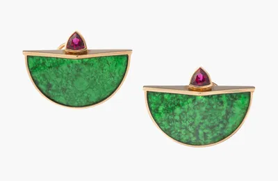 Schuler Auktionen AG - Jade-Albit-Rubellit-Ohrclips