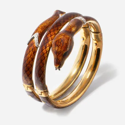 Schuler Auktionen AG - Email-Diamant-Schlangearmreif