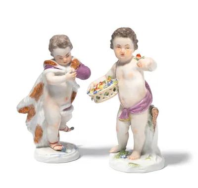 Schuler Auktionen AG - Meissen, 2 Figuren aus der Serie "Vier Jahreszeiten" "Allegorie des Winters" und "Allegorie des Frühlings"