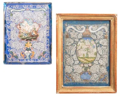 Schuler Auktionen AG - 2 Spitzenbilder "Andachtsbild"/"Liebesandenken"