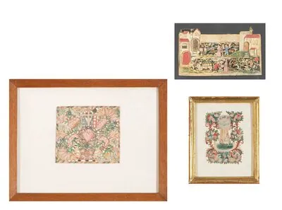 Schuler Auktionen AG - 3 Spitzenbilder "Liebesandenken"/"Herz Jesu"/"Lamm Gottes"