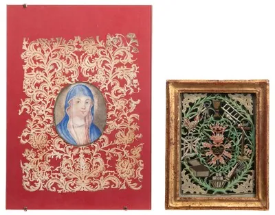 Schuler Auktionen AG - 2 Spitzenbilder "Maria"/"Arma Christi"