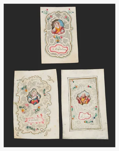 Schuler Auktionen AG - 3 Spitzenbilder "Hl. Magdalena"/"Hl. Ursula"/"Hl. Andreas"