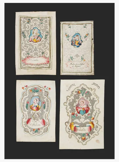 Schuler Auktionen AG - 4 Spitzenbilder "Hl. Helena"/"Hl. Ursula"/"Maria"/"Hl. Ursula"